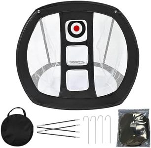 Foldable Golf Chipping Practice Net, with 4 Ground Stakes and Storage Bag (White, 86.5 * 70 * 67cm)