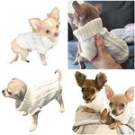 Chihuahua Clothes Puppy Dog Coat Knit Jumper Cosy Teacup Smaller Breeds XXXS Tiny Toy Miniature Dogs (XXXS, Ivory Cream)