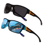 Long Keeper Mens sunglasses - Polarised Sport Sunglasses for Running Fishing Cycling Driving Classic Square Frame Sport Sun Glasses