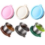 6x1.6 oz Salad Dressing Container To Go, Reusable Condiment Container with Lids, Fits in Bento Box for Lunch, Premium Silicone, Easy Open, Leakproof, Stainless Steel Small Dipping Sauce Cups with Lids
