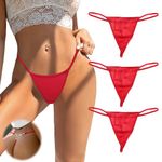 ohyeahlady G-String Thongs for Women T-back Tangas Diamond Panties Stretch Seamless Hipster Sexy Underwear, #3pack Red, 4-6