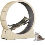 Hibtn Large Cat Exercise Wheel Diameter 43.3inch,Wooden Cat Treadmill,Cat Running Wheel For Indoor Cats With Brake,Cat Interactive Toy,Cat Weight Control Machine,With Lock And Carpeted