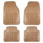 SORAX Heavy Duty Anti-Slip Soft Premium Rubber All Weather Protection Easy Trim Fit Car Floor/Foot Mat Set of 4Pcs (Beige Color)