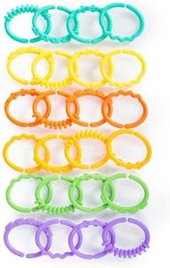 Bright Starts Lots of Links Rings Toys for Stroller or Carrier Seat, BPA-Free, Ages 0 Months Plus, Multicolor, 24 Count