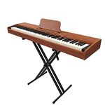 88 Key Digital Electric Piano,Touch Display Keyboard Piano Kit Stand with Sustain Pedal & Simply Piano Lessons MIDI/Headphone/Audio Output Feature, Suit for Kids/Adult/Beginners (brown)