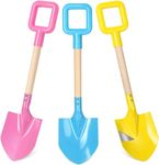 MTDASB Metal Beach Shovels - 16" Durable Sand Spades with Wooden Handles for Kids & Adults - Multipurpose for Digging & Shoveling