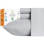 100% Organic Cotton Bed Sheets - Crisp and Cooling Percale Weave, Breathable 4 Piece Sheet Set, Deep Pocket with All-Around Elastic (King, Light Grey)