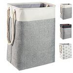 BrilliantJo upgrade Large Laundry Baskets 78L, Collapsible Linen Laundry Hamper Washing Basket with Handles, Laundry bin suitable for Bedrooms Laundry Room, Bathroom, 23.6" * 16.5" * 12.2", Beige+Grey