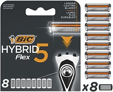 BIC Razor Blades for Men's Hybrid 5 Flex Razor, 8 Refill Pack for Wet Razor with 5 Titanium Blades