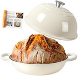 AHJ Dutch Oven For Sourdough Bread Baking,26cm/5.7L Enameled Cast Iron Dutch Oven,Non-Stick Sourdough & Casserole Dish,Casserole Pot for Bread Baking,Roasting,Best Gift for Bread Lovers (White)