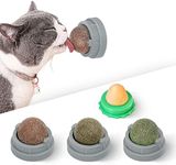 Potaroma 4 Pcs Catnip Ball Toys, 3 Silvervine Catnip Toys and 1 Cat Energy Ball for Lick, Edible Catmint Chew Toys, Kitten Teeth Cleaning Treat, More Concentrated Flavor for All Breeds