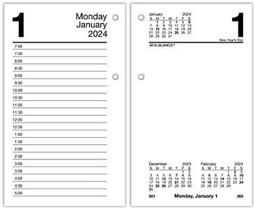 AT-A-GLANCE 2024 Daily Desk Calendar Refill, 3-1/2" x 6", Standard, Loose-Leaf (E7175024)