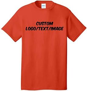INK STITCH Unisex PC54 Custom Design Your Own Cotton Short Sleeve Tshirts - Orange (3XL)