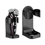 kwmobile Electric Razor Holder - Wall Mounted Shaver Stand for Bathroom - Self Adhesive Storage Mount Made of ABS Plastic - Black