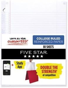 Five Star Loose Leaf Paper + Study App, Notebook Paper, College Ruled Filler Paper, Reinforced, Fights Ink Bleed, 8.5 x 11, 80 Sheets (170102),White