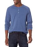 Amazon Essentials Men's Regular-Fit Long-Sleeve Henley Shirt, Blue Heather, Medium