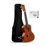 Arctic 21" Soprano Ukulele Kit, AQUILA Strings (Strings Made in ITALY), Concert Size, Mahogany Body, Rosewood Fingerboard, Matte Finish, with Bag, Natural color