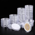 60p Clear Plastic Coin Capsules, Silver Dollar Coin Holder, 40mm Silver Coin Storage, Coin Holders for Collectors, Morgan Silver Dollar Coin Holders with Adjustable Gasket（17/20/25/27/30/33/38/40mm）