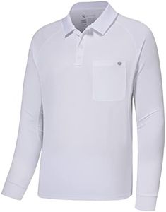 Lightbare Men’s Performance Polo Shirt Moisture Wicking Quick Dry Tactical Pique Shirts Hiking Fishing Golf UPF 50 White