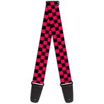 Buckle-Down Guitar Strap - Checker Black/Neon Pink - 2" Wide - 29-54" Length