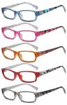 Eyekepper 5-Packs Metalless Design Reading Glasses for Women Screwless Spring Hinges Ladies Readers +3.75