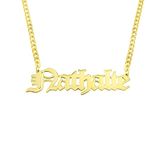 14K Real Solid Gold Old English Name Necklace, Gourmet Chain Custom Name Necklace, Personalized Nameplate Jewelry, Christmas Birthday Gift