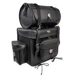 Milwaukee Leather SH539 ‘Concho Deluxe’ Black Large PVC Water-Resistant Touring Sissy Bar Bag Pack-Black-PCS