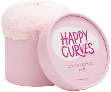 Happy Curves Comfort Powder Puff - Large Powder Puff for Body Powder Applicator with Storage Container, Compatible with Women's Talc-Free(Powder Sold Separately)