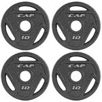 CAP Barbell 10 lb Olympic 2-Inch Cast Iron Weight Plate – Set of 4 | Black