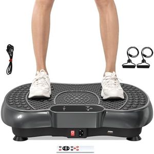 Dskeuzeew Vibrationsplatte Vibrationsgerät - Vibrationstrainer Zuhause mit 99 Intensitätsstufen + 5 Vorprogramm für Ganzkörpertraining Gewichtsabnahme Muskelaufbau, Schwarz