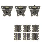 Antrader 3Pcs Retro Design Decorative Butterfly Hasps Latch Buckle and 6 Butterfly Hinge for Wooden Cabinet Jewelry Box with 42 Screws