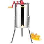 VEVOR Manual Honey Extractor, 2/4 Frames Honey Spinner Extractor, Stainless Steel Beekeeping Extraction, Honeycomb Drum Spinner with Lid, Apiary Centrifuge Equipment with Height Adjustable Stand