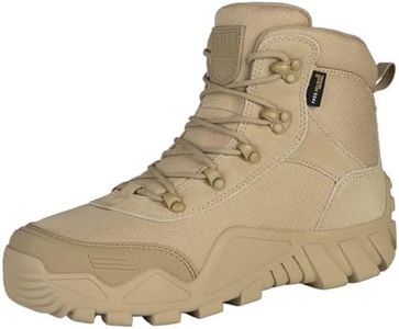 FREE SOLDIER Chaussures de Randonnée Hommes Bottes Militaires de Haut-Niveau Bottes Tactiques de Combat Mid High Chaussures à Lacets Tout Terrain Souliers(Sable Couleur,44EU)