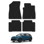 Kia Niro HEV (2022+) Car Mats Accessories Tailored Fit Carpet Floor Mats Non Slip Black Trim Full Coverage Compatible Accessory Front Rear Set Anti Slip Granulated Backing Hand-Finished Clips