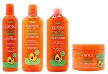 Cantu Avacado Hydrating Cream Shampoo, Conditioner, Curling Cream & Curl Activator Cream (Set of 4)