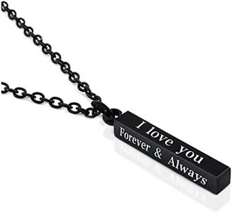 I Love You Forever and Always Necklace Gifts for Boyfriend Girlfriend Wife Husband Birthday Gift Bar Pendant Necklace for Men Matching Necklace for Couples