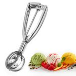 Bixel Ice Cream Scoops with Easy Trigger - Medium Sized (5cm) 304 Stainless Steel Cookie Scoop for Meatballs, Mellon Balls, Mashed Potatoes and Muffins