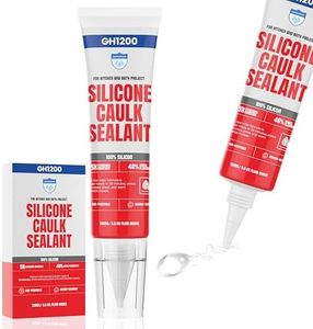 GH1200 150 ML/5 FL Oz Silicone Caulk Clear Silicone Sealant Waterproof, Kitchen & Bathroom Caulk - Shrink & Crack Proof - Indoor & Outdoor Use Silicone Glue - Strong Caulking Formula Tube