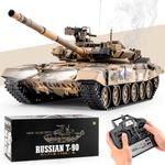 BESTYMXY RC Tank Russian T-90 Main Battle Tank, 1/16 2.4ghz Remote Control Tank Vehicles Model with Sound & Light for Ages 14+
