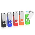 USB 3.0 Stick Flash Drive 64GB 5Pack, KOOTION USB 3.0 Flash Drive Memory Stick Swivel Design Thumb Drive Jump Drive Pen Drive Bulk USB Key (5 Pack, 5 Mixed Colors)