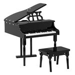 Costzon Classical Kids Piano, 30 Keys Wood Toy Grand Piano with Music Stand and Bench, Mini Musical Toy for Child, Ideal for Children's Room, Toy Room, Best Gifts (Black)