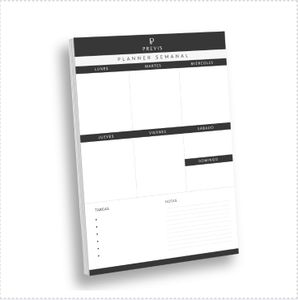 PREVIS Planner settimanale A5 50 fogli - Organizzatore giornaliero - Planner settimanale - Blocco pianificatore utile - Calendario settimanale, attività, vita, opposizioni, lista della spesa.