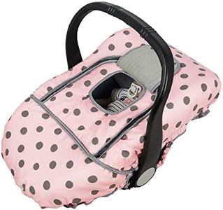 Carseat Cover Girls, Winter Baby car seat Covers for Infant car seat, Baby Carrier Cover Canopy, Window in Door Zipper Open, Thick Padded, Pink dots;