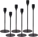 SHAIDOJIO Matte Black Candlestick Holder Set of 6, Tall Taper Candle Holder, Candelabra Fits 3/4 Inches Candle&Led Candles, Decorative Candle Sticks for Home Decor, Wedding, Candlelight Dinner