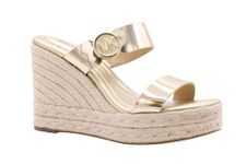 Michael Kors Women's Lucinda Espadrille Wedge Sandal, Pale Gold, 9