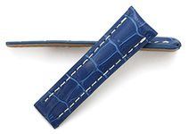 Richie strap]22mm/24mm Leather Strap Watch Band for Breitling Navitimer Transocean BA57 A193701 760P2 (24mm, Blue)
