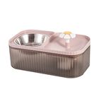 Cat Water Fountain and Food Bowl Ultra Quiet Water Fountain for Cats Food and Water Dispenser Set Automatic Pet Fountain Dog Water Dispenser and Stainless Steel Bowl(Pink)