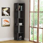 HOCUS PICUS 5 Tier Corner Bookcase with Many Colour Options, 31.4 x 31.4 x 158.9 cm, Living Room Furniture, Easy to Assemble, Book Storage, Display Unit (Anthracite)