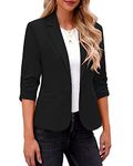 LookbookStore Blazers for Women Suit Jackets Dressy 3/4 Sleeve Blazer Business Casual Outfits for Work, Black, X-Small