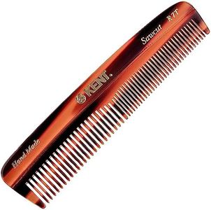 Kent R7T The Apsley Fine and Wide Tooth Beard and Hair Comb - Pocket Travel Comb for Men and Women